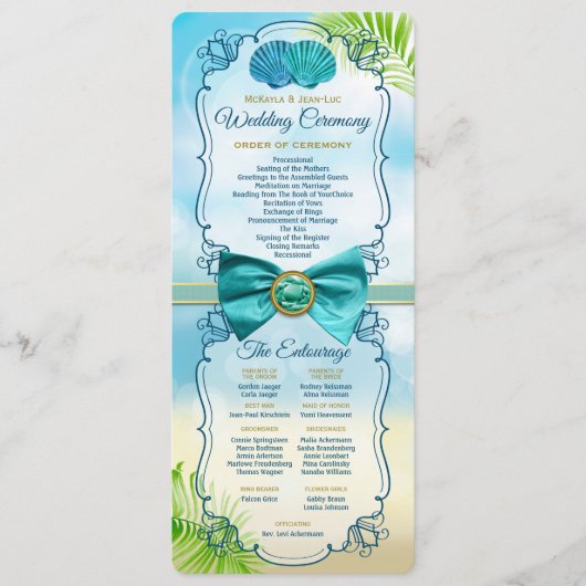 Strand Bruiloft Orde van Ceremonie Entourage Gem B Programma (Voorkant)
