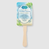 Strand Bruiloft Orde van Ceremonie Entourage Palm Handwaaier (Voorkant)
