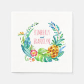 Strand bruiloft palmen en ananas waterverf servet (Voorkant)
