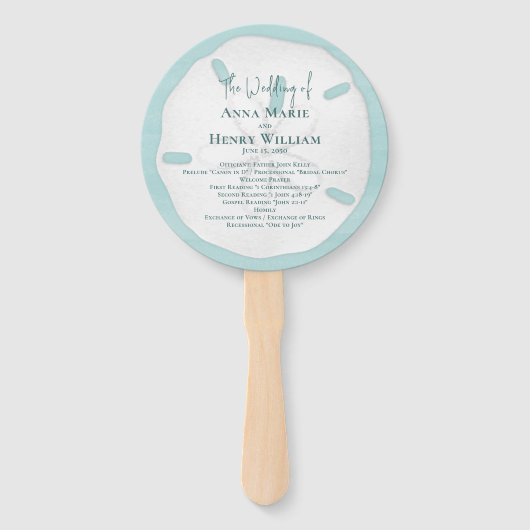 Strand bruiloft programma Elegante bestemming Handwaaier (Voorkant)