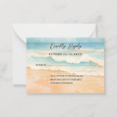 Strand bruiloft reactie RSVP Notitiekaartje (Voorkant)