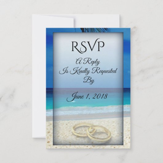 Strand Bruiloft Ringen RSVP Card (Voorkant)
