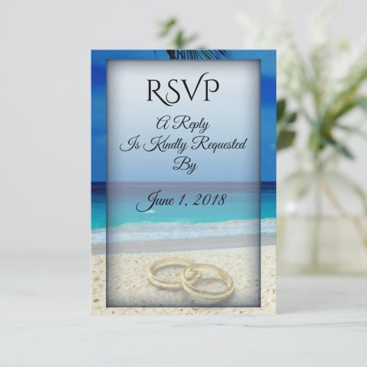 Strand Bruiloft Ringen RSVP Card (Staand voorkant)