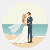 Strand bruiloft Romance Stickers (Voorkant)