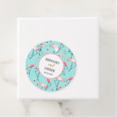 Strand Bruiloft Roze Blauw Flamingo Bedankjes Labels (In situ)