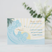 Strand bruiloft RSVP kaarten Kaartje (Staand voorkant)