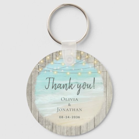 Strand bruiloft rustieke dank u gunst sleutelhanger (Achterkant)