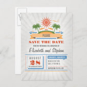 Strand Bruiloft Save De Datum Briefkaarten (Voorkant / Achterkant)