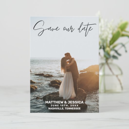 strand bruiloft Save the Date (Staand voorkant)