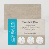 Strand Bruiloft Save the Date Malibu met Zands dol (Voorkant / Achterkant)