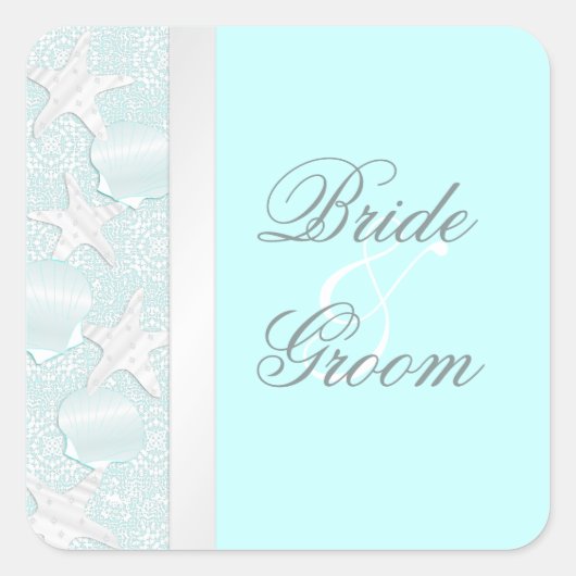 Strand bruiloft schelpen en zeesterren Stickers (Voorkant)