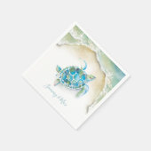 Strand bruiloft servetten Ocean Zee Schildpad (Hoek)
