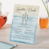 Strand bruiloft Signature Drink Teken met Waterver Reclamebord Met Voetstuk (Insitu)