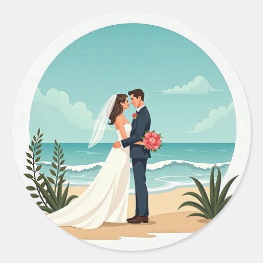 Strand bruiloft Sticker (Voorkant)