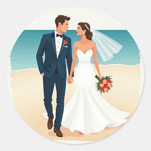 Strand bruiloft Stickers (Voorkant)