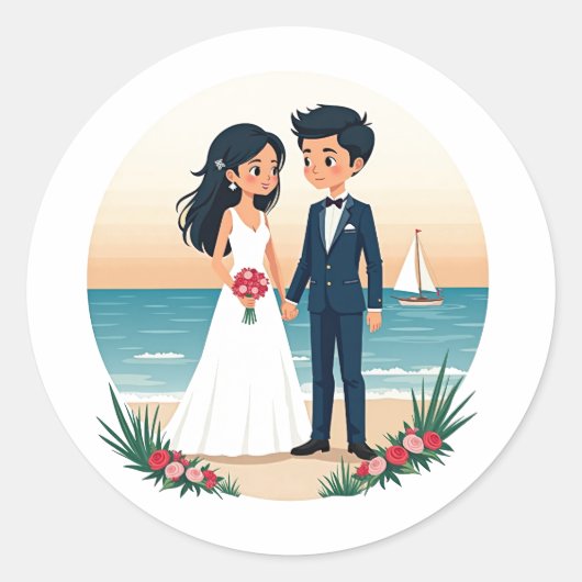 Strand bruiloft Stickers (Voorkant)