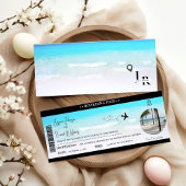 Strand Bruiloft uitnodiging Boarding pass ticket