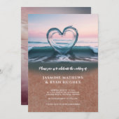 Strand bruiloft uitnodiging, liefde hart kaart (Voorkant / Achterkant)