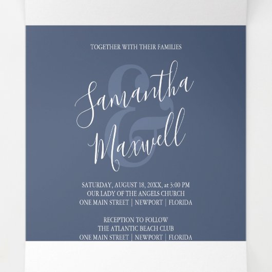 Strand bruiloft uitnodiging met kust charme (Binnenkant midden)