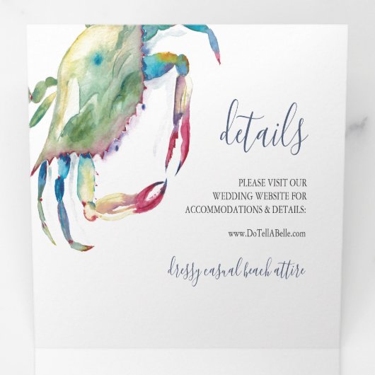 Strand bruiloft uitnodiging met kust charme (Binnenzijde eerst)