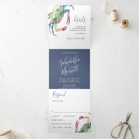 Strand bruiloft uitnodiging met kust charme (Binnen)