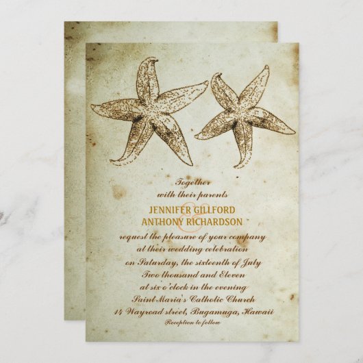 STRAND BRUILOFT UITNODIGINGEN (Voorkant / Achterkant)