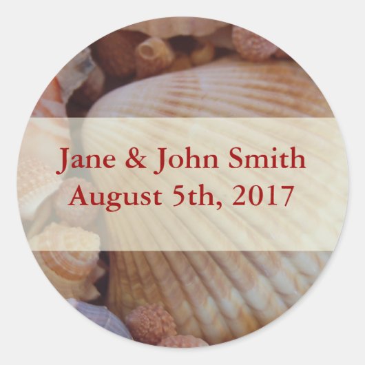 Strand Bruiloft Veelkleurige Seashell Stickers (Voorkant)