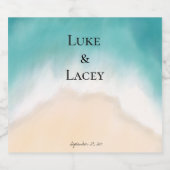 Strand bruiloft waterverf labels likeurfles etiket (Enkel label)