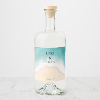 Strand bruiloft waterverf labels likeurfles etiket