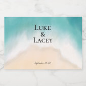 Strand bruiloft waterverf labels likeurfles etiket (Enkel label)