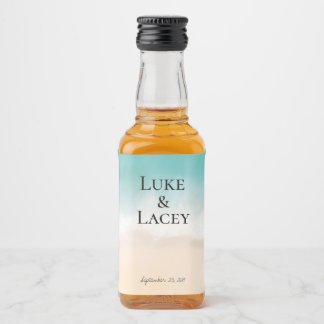 Strand bruiloft waterverf labels likeurfles etiket