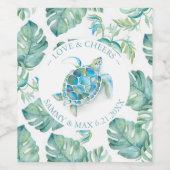 Strand Bruiloft Wijn Labels Tropisch Etiket (Enkel label)