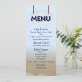 Strand Bruiloft Wit Hout Teken Menu Kaart (Staand voorkant)