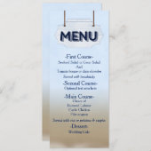 Strand Bruiloft Wit Hout Teken Menu Kaart (Voorkant / Achterkant)