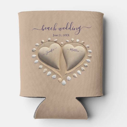 Strand Bruiloft Zand Harten Blikjeskoeler (Achterkant)
