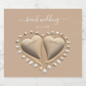 Strand Bruiloft Zand Harten Sparkling Wijnetiket (Enkel label)