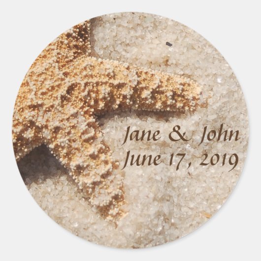 Strand Bruiloft Zeester op Zand Stickers (Voorkant)