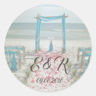 Strand Bruiloftprieel Ronde Sticker