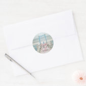 Strand Bruiloftprieel Ronde Sticker (Envelop)