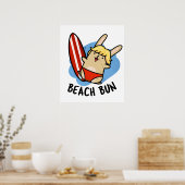 Strand Bun Funny Bunny Pun Poster (Keuken)