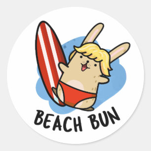 Strand Bun Funny Bunny Pun Ronde Sticker