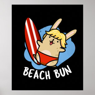 Strand Bun Funny Bunny Puns Donker BG Poster