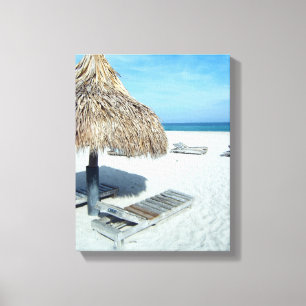 Strand Cabana Tropische Schilderachtig kunst Canvas Afdruk