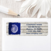 Strand chique drift hout nautische blauwe schelpen etiket (Insitu)