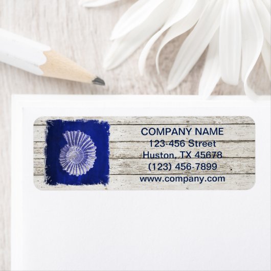 Strand chique drift hout nautische blauwe schelpen etiket (Insitu)