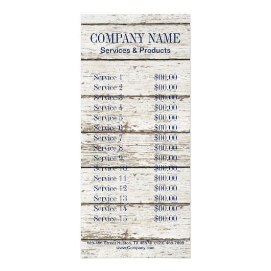 Strand chique drift hout nautische blauwe schelpen reclamekaart (Achterkant)