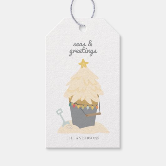 Strand Christmas Sand Pail Cadeaulabel (Voorkant)