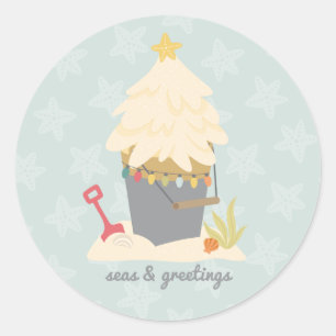 Strand Christmas Sand Pail Ronde Sticker