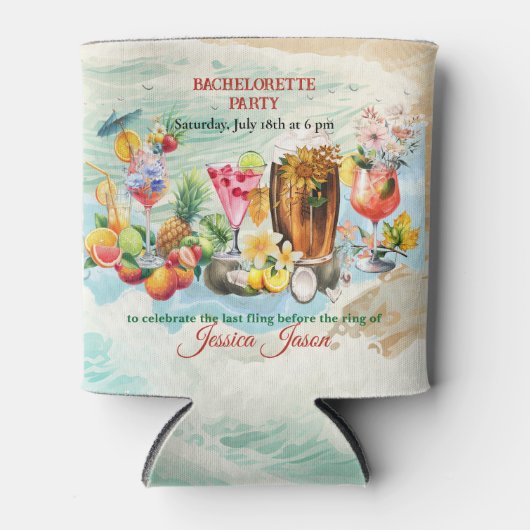 Strand Cocktails Tropische Vruchten Bachelorette P Blikjeskoeler (Voorkant)
