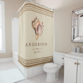 Strand Conch Shell & Taupe | Gepersonaliseerd Douchegordijn (In situ)